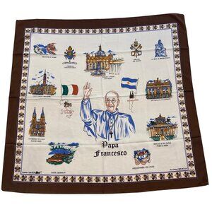 Papa Francesco Souvenir Neck Scarf 100% Pure Cotton With Vatican & Buenos Aires